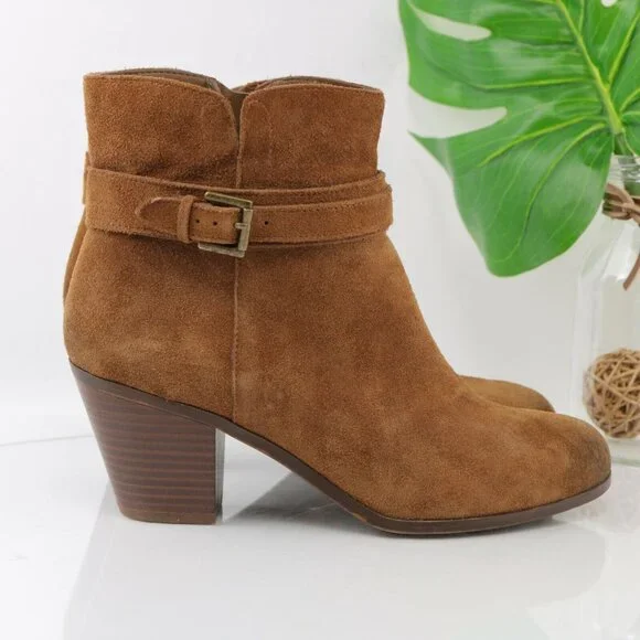 Sam Edelman Womens Lynne Boot Size 10 Camel Suede  Block Heel Ankle Strap Boho - Picture 4 of 12